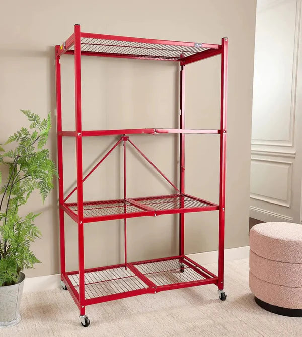 【🔥Direct Discount🔥】4-Tier Foldable Storage Shelves with Wheels(BUY 2 GET 2 FREE + FREE GIFT)