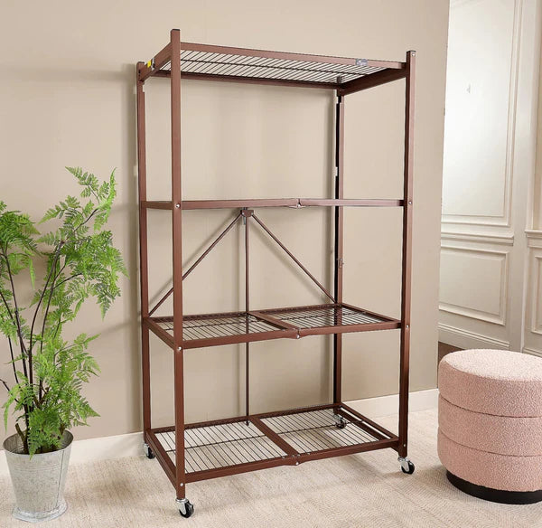 【🔥Direct Discount🔥】4-Tier Foldable Storage Shelves with Wheels(BUY 2 GET 2 FREE + FREE GIFT)