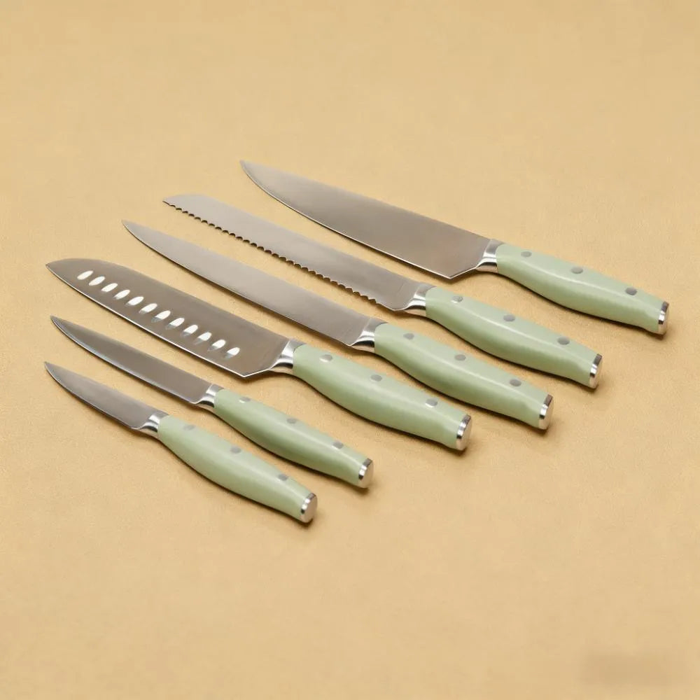 Knife Set - 7 Pieces, Green Color