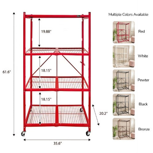 【🔥Direct Discount🔥】4-Tier Foldable Storage Shelves with Wheels(BUY 2 GET 2 FREE + FREE GIFT)