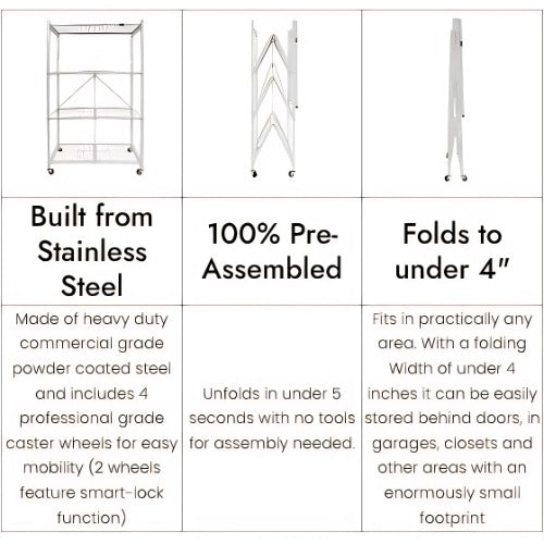 【🔥Direct Discount🔥】4-Tier Foldable Storage Shelves with Wheels(BUY 2 GET 2 FREE + FREE GIFT)