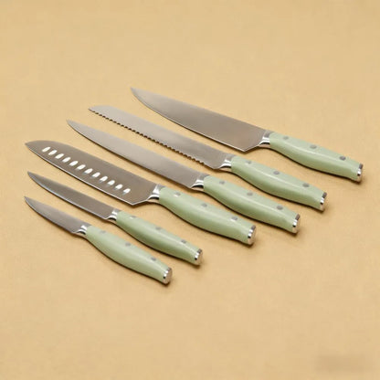 Knife Set - 7 Pieces, Green Color